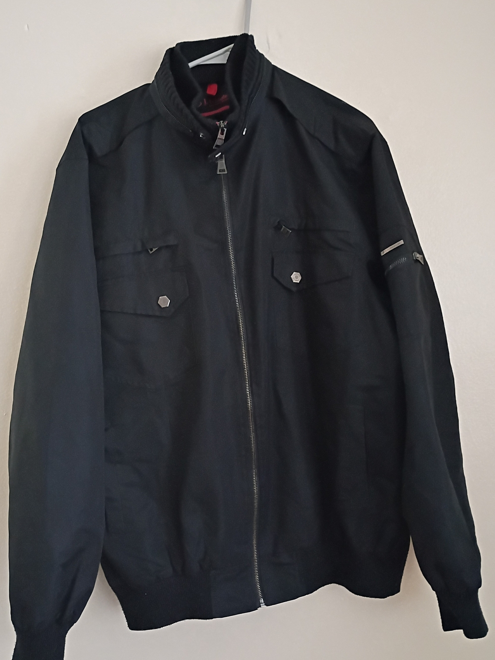 Men's Black Zip-Front Casual Jacket